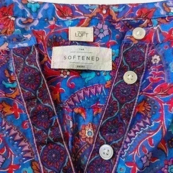 Ann Taylor Loft Boho Style Long Sleeve Blouse -Size S- Light Airy Office wear - Picture 11 of 15